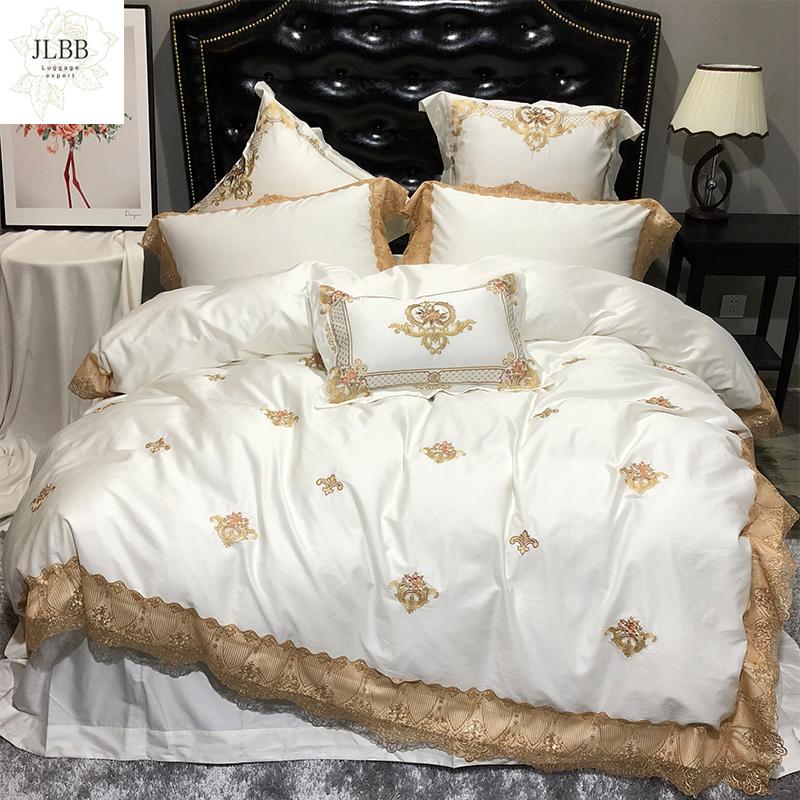 Oriental Embroidery Luxury Royal Bedding Set Egypian Cotton Lace Golden White King Bed Bedlinen Sheet Duvet Cover Sets
Oriental Embroidery Luxury Royal Bedding Set Egypian Cotton Lace Golden White King Bed Bedlinen Sheet Duvet Cover Sets