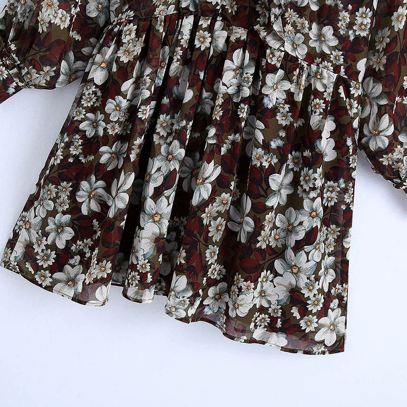 Autumn Women Chiffon printing Laminated Long sleeve Female Casual mini dress 210520