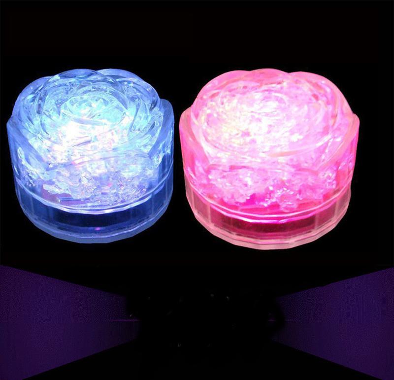 2021 Multicolor Flash Rose Ice Cube Water-Actived Flash Led Light Put Into Water Drink Flash Automatically for Party Wedding Bars Christmas