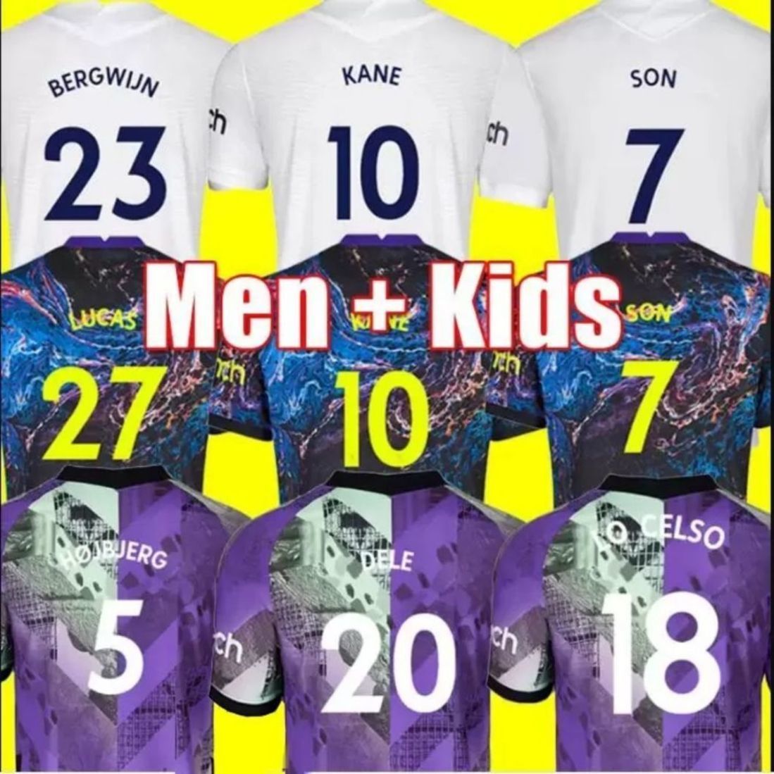 21 22 KANE SON KULUSEVSKI Soccer Jerseys HOJBJERG colorful Away 2021 2022 LUCAS DELE Third 3rd Totten Football kit shirt BRYAN purple tops Men kids sets, Adult home
21 22 KANE SON KULUSEVSKI Soccer Jerseys HOJBJERG colorful Away 2021 2022 LUCAS DELE Third 3rd Totten Football kit shirt BRYAN purple tops Men kids sets, Adult home