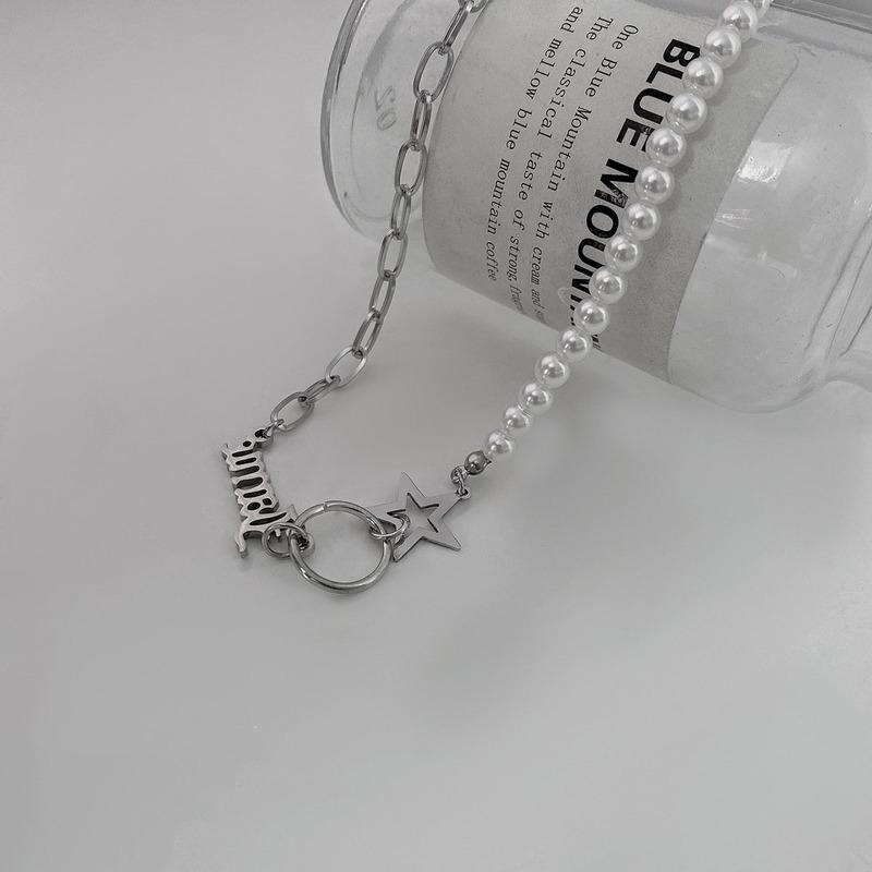 Pendant Necklaces Origin Summer Fashion Stainless Steel Faux Pearl Star Circle Chokers Necklace For Women Letter Chunky Chain Jewelry
Pendant Necklaces Origin Summer Fashion Stainless Steel Faux Pearl Star Circle Chokers Necklace For Women Letter Chunky Chain Jewelry