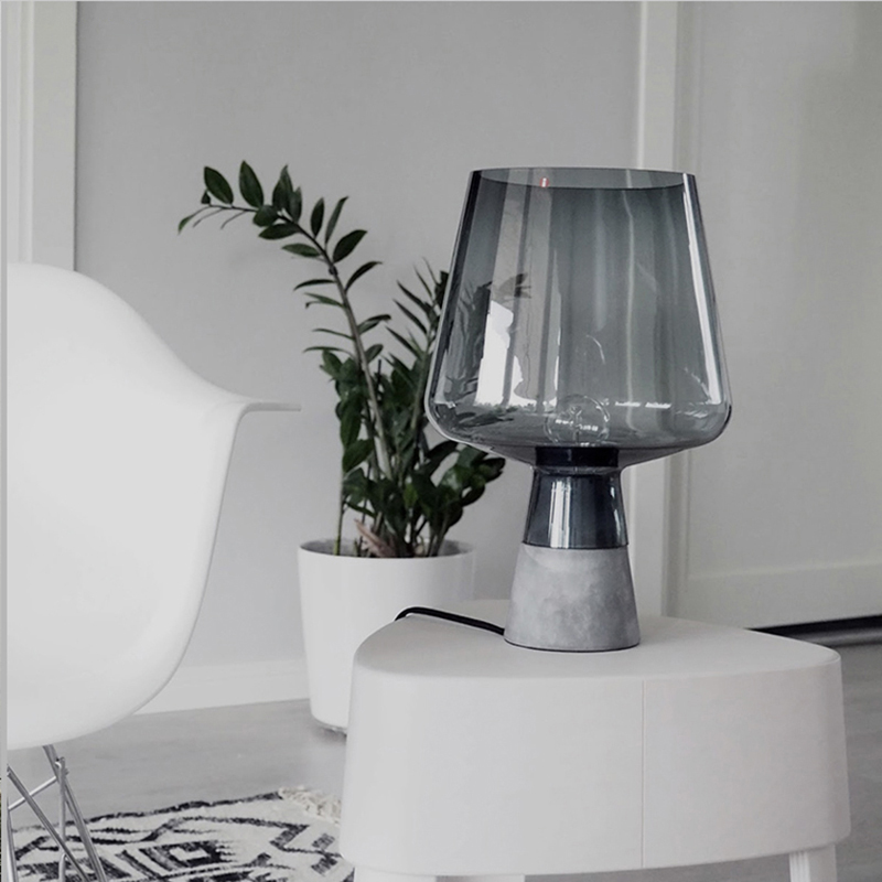 Contemporary Nordic Style Cement Base LED Bedside Table Lamp - Ideal for Home Office and Lounge Areas