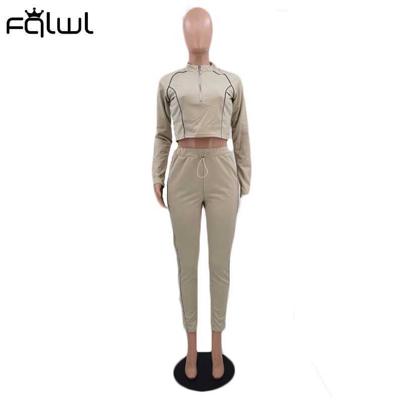 FQLWL Streetwear Autumn 2 Two Piece Set Women Outfit Tracksuits Female Long Sleeve Crop Top Joggers Women Matching Set Sweatsuit Y0625