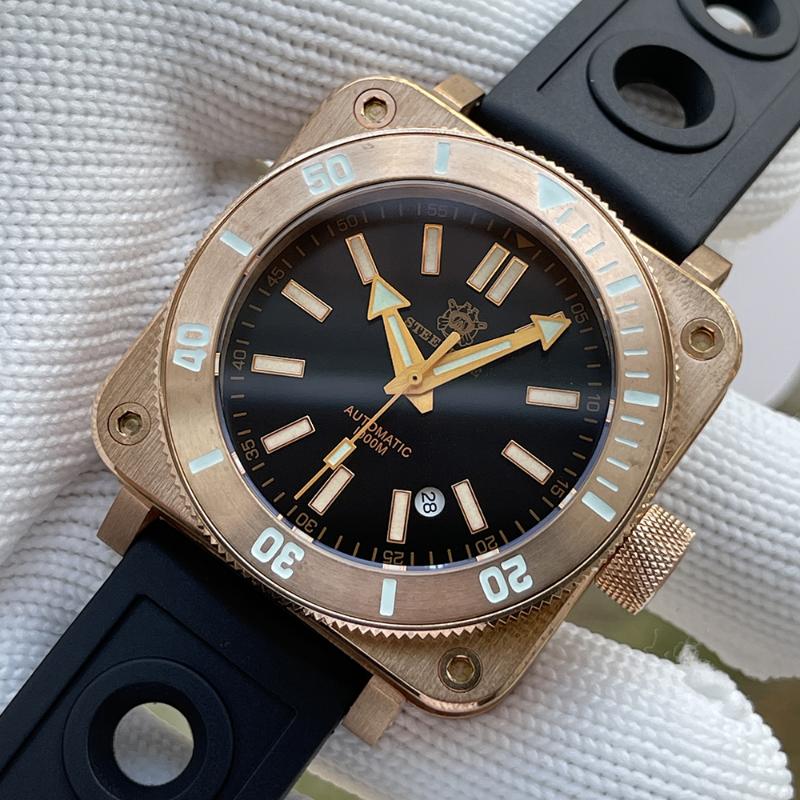 Wristwatches Steeldive SD1941S Men's Bronze Square Case Dive Watch Black Dial Sapphire Crystal 1000M Water Resistance NH35 Automatic Movemen, Black-rubber strap
Wristwatches Steeldive SD1941S Men's Bronze Square Case Dive Watch Black Dial Sapphire Crystal 1000M Water Resistance NH35 Automatic Movemen, Black-rubber strap
