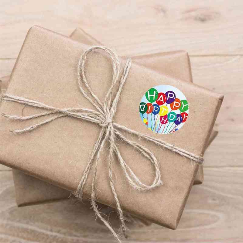 1 Roll 8 Styles Happy Birthday Round Stickers Party Poison Packaging Seal Labels 40JA
