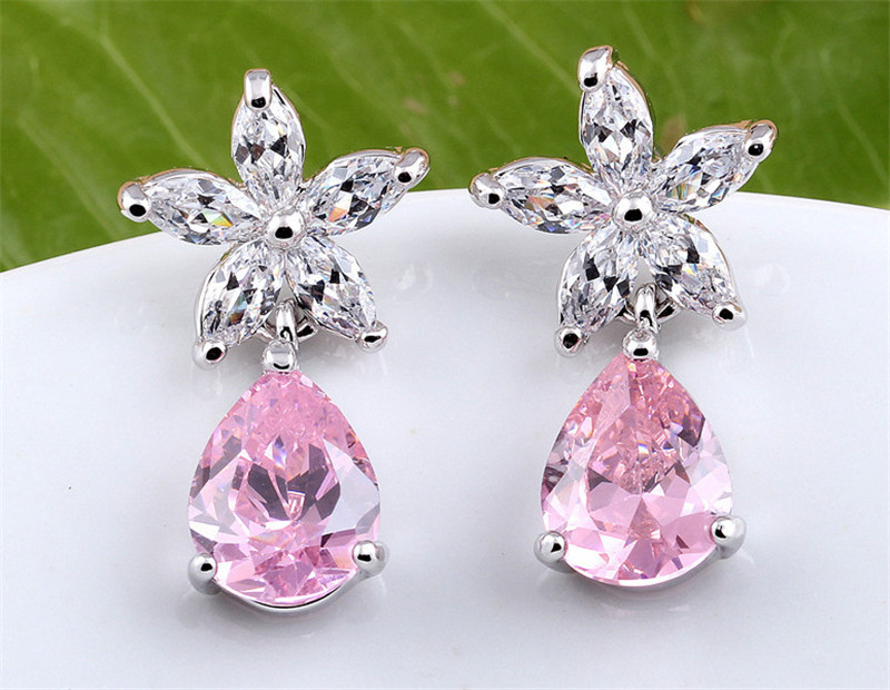 Water Drop Sapphire Ruby Emerald Diamond Dangle Earring Original 925 sterling silver Party Wedding Drop Earrings for Women Gift