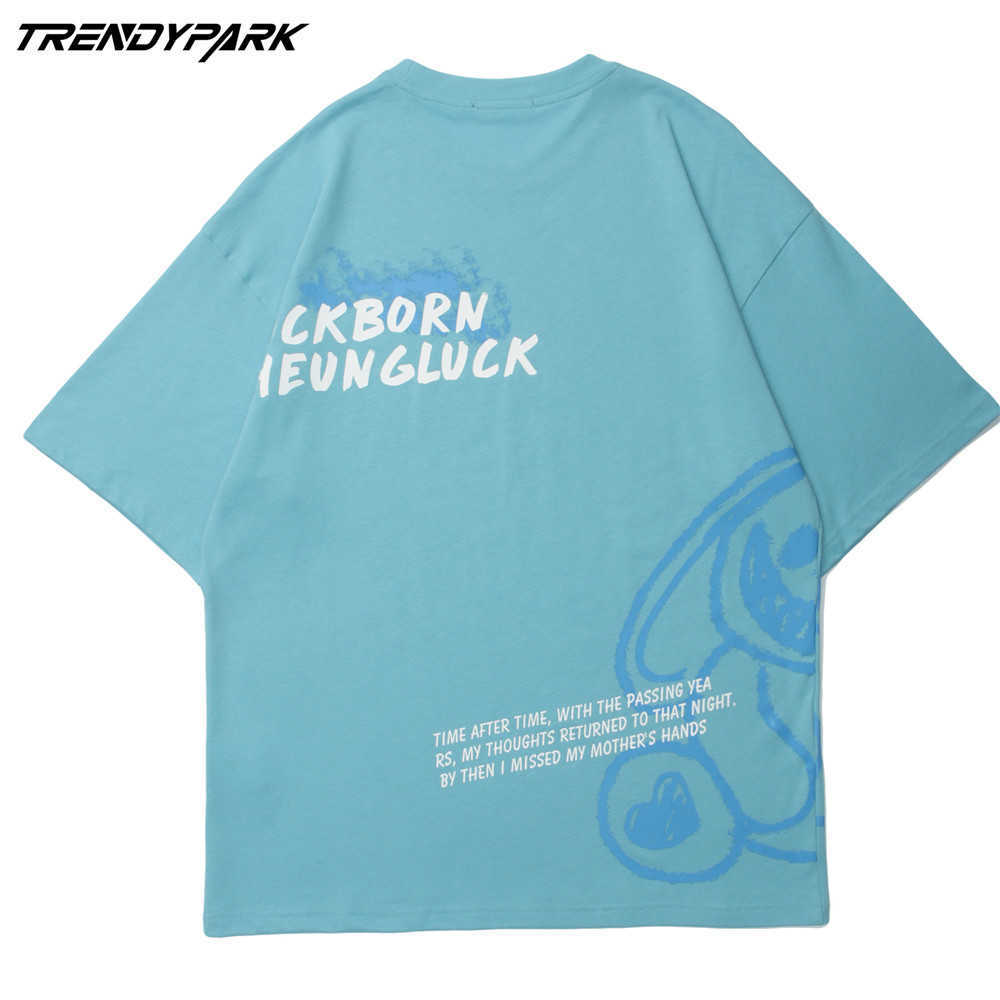 Men's T-shirt Summer Short Sleeve Cartoon Tee Hip Hop Oversized Cotton Casual Harajuku Streetwear Top Tshirts Clothing 210601