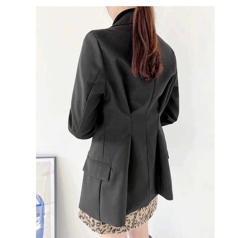 XITIMEAO Women Fashion Office Wear One Button Blazers Coat Vintage Long Sleeves Female Black Slim Chic Outerwear 210602