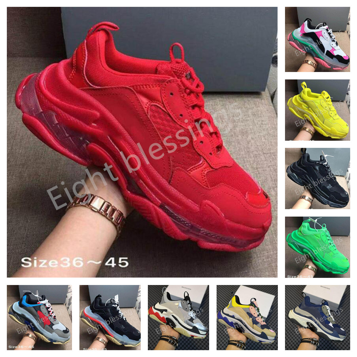 2021The triple s men's and women's designer casual daddy shoes retro platform black bar 17FW luxury tennis flat sneakers jogging, Colour 34
2021The triple s men's and women's designer casual daddy shoes retro platform black bar 17FW luxury tennis flat sneakers jogging, Colour 34