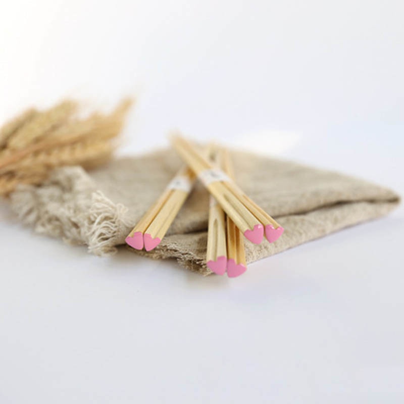 Kitchen Tableware Durable 1 Pair Lover Chopsticks Eco-friendly Natural Wood Japanese-style Love Heart Nice Gift
