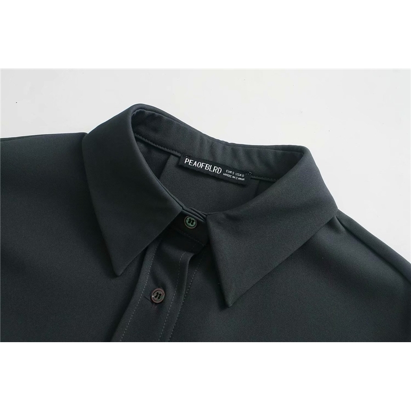Elegant Women Pocket Shirts Fashion Ladies Loose Turn Down Collar Tops Streetwear Female Chic Button Short Blouses 210430