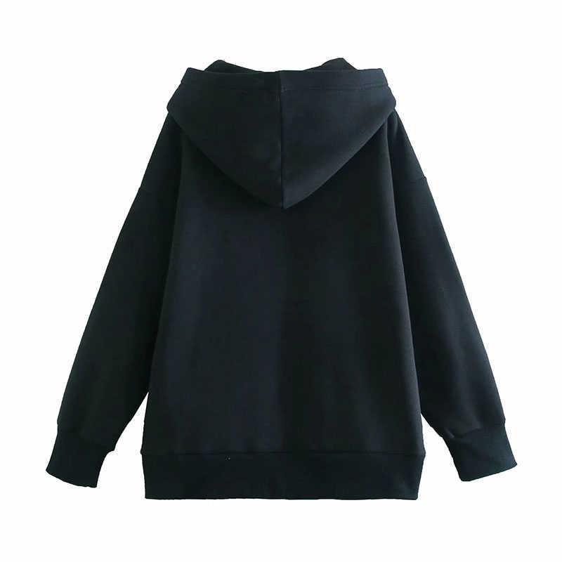 Hoodie Sweatshirt Spring Autumn Hooded Zipper Vintage Loose Long Sleeve Casual Jackets Tops 210628