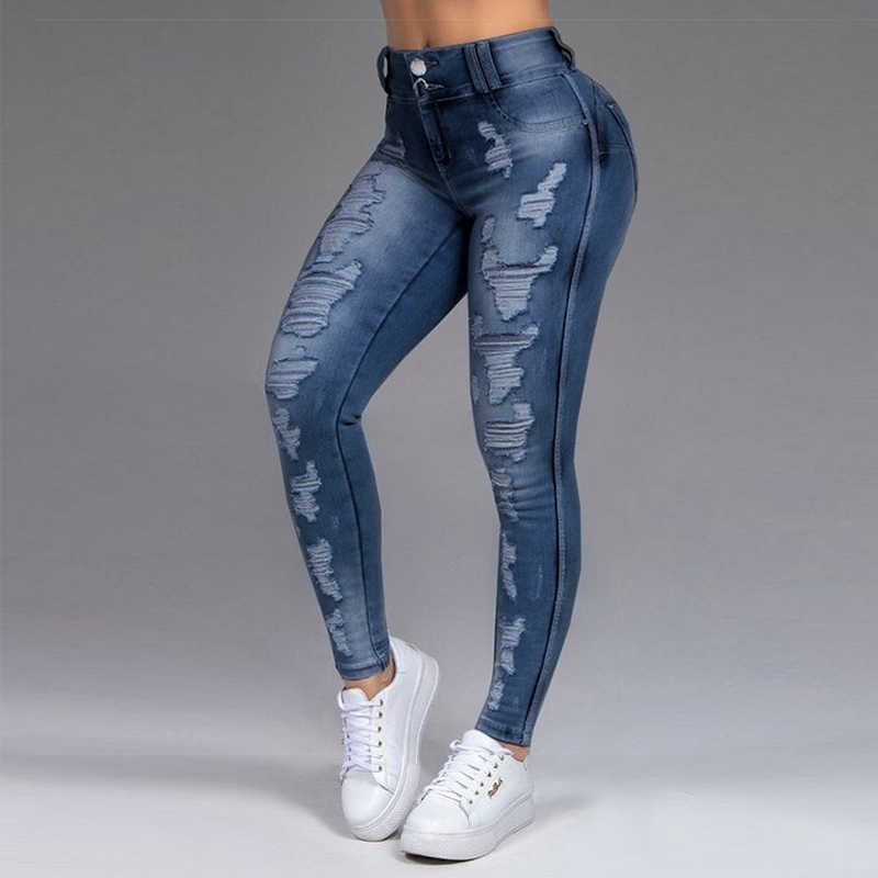 Women's Jeans 5XL 6XL Stretch Ripped Skinny Black Denim Jean Sexy Mom Female Large Size Woman Elastic Office Fashion Trendy 210922