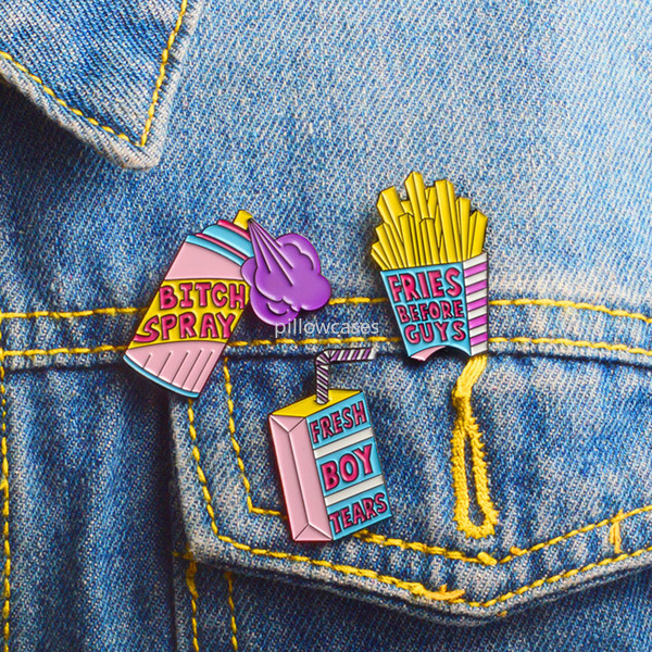 Love girlfriend Chips Milk Brooch Pins Enamel Lapel Pin for Women Men Top Dress Cosage Fashion Jewelry Will and Sandy, Gray 
Love girlfriend Chips Milk Brooch Pins Enamel Lapel Pin for Women Men Top Dress Cosage Fashion Jewelry Will and Sandy, Gray