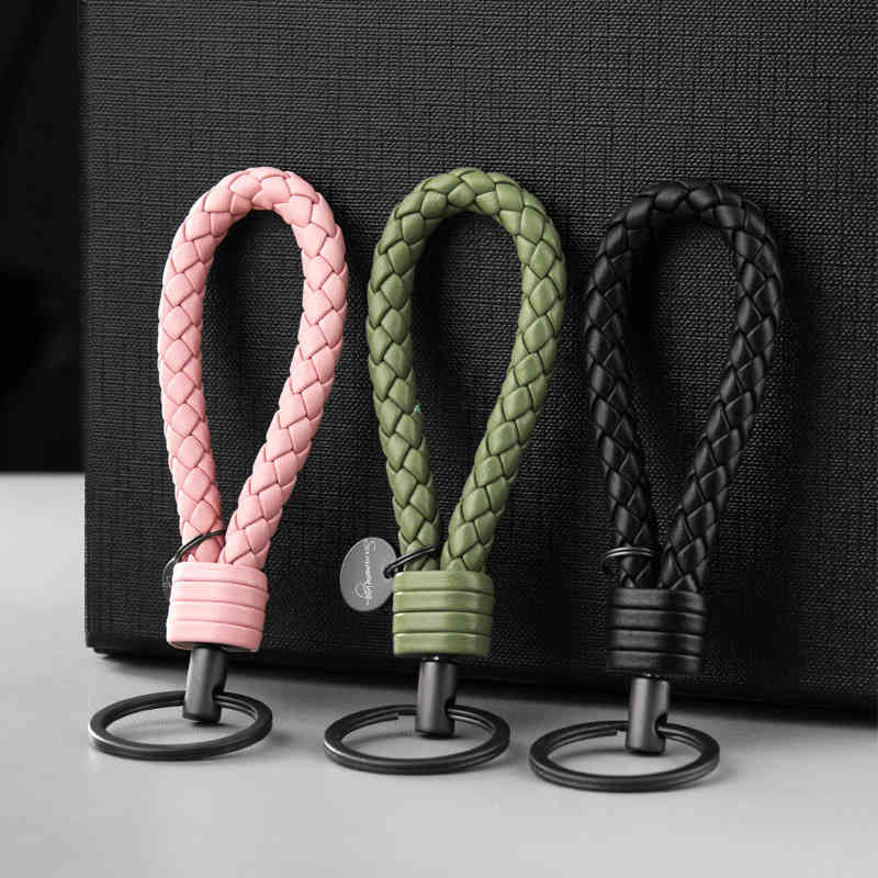 Cowhide Hand Woven Rope Key Chain Pendant Creative Personality Car Ring Schoolbag for Men and Women
