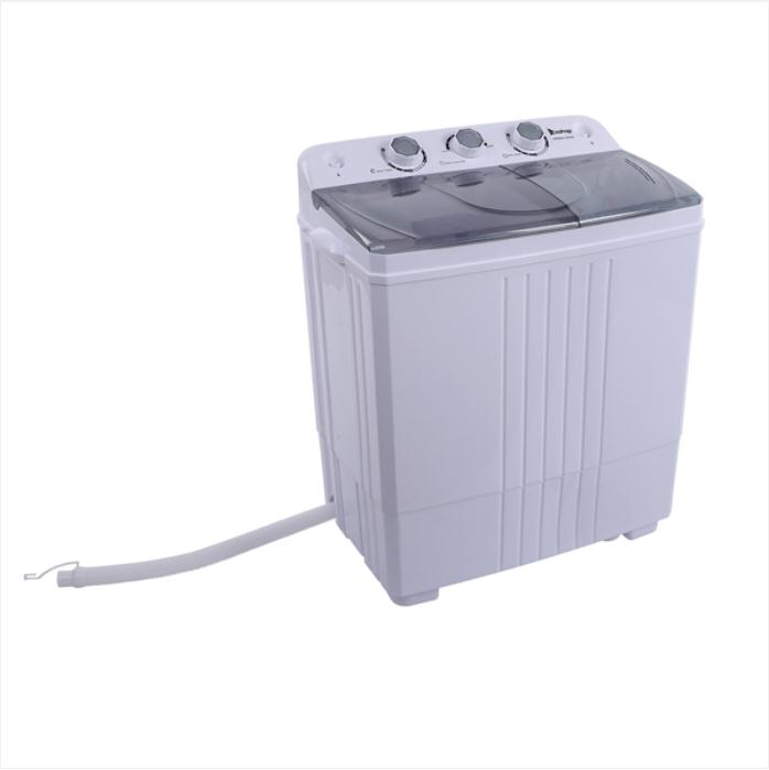 Laundry Products Compact Twin Tub with Built-in Drain Pump XPB45-ZK45 16.5(9.9 6.6)lb Semi-automatic Cover Washing Machine Gray
