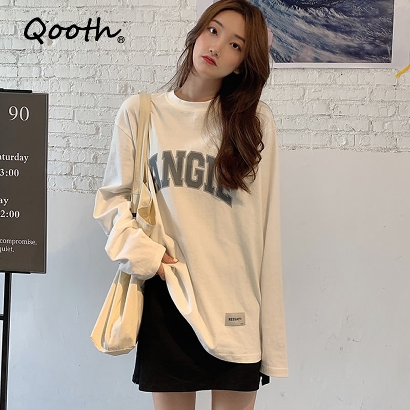 Qooth Autumn Women's Loose Blouse Cotton Letter Tops Medium Lenght Full Sleeve Blouses O Neck Casual Female Student Tops QT150 210518, White
Qooth Autumn Women's Loose Blouse Cotton Letter Tops Medium Lenght Full Sleeve Blouses O Neck Casual Female Student Tops QT150 210518, White
