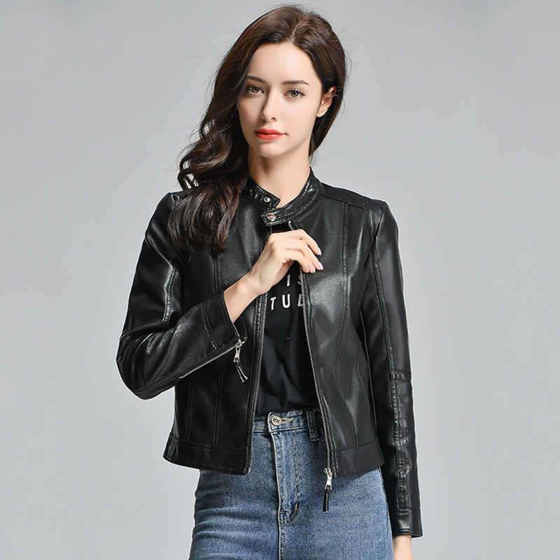 Ly Varey Lin Pu Motorcycle Faux Soft Leather Jacket Women Coat Slim Biker Female Black Pink Short Outerwear 210526