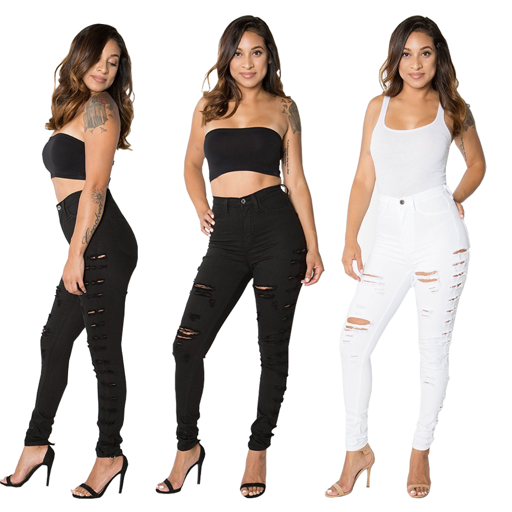 YY232 Spring Summer Women Ripped Hole Jeans Trousers Ladies Fashion Casual Streetwear Elasticity Pencil Pants High Waistline High-elastic Butt-lift Leggins Tights, White
YY232 Spring Summer Women Ripped Hole Jeans Trousers Ladies Fashion Casual Streetwear Elasticity Pencil Pants High Waistline High-elastic Butt-lift Leggins Tights, White