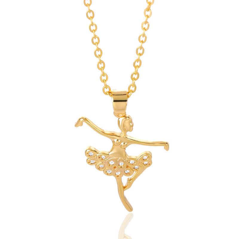 Pendentif Colliers Déclaration Fashion Femmes Filles Vintage Cristal Strass Danse Ballerina Baller Danseuse Collier Charm Bijoux cadeau