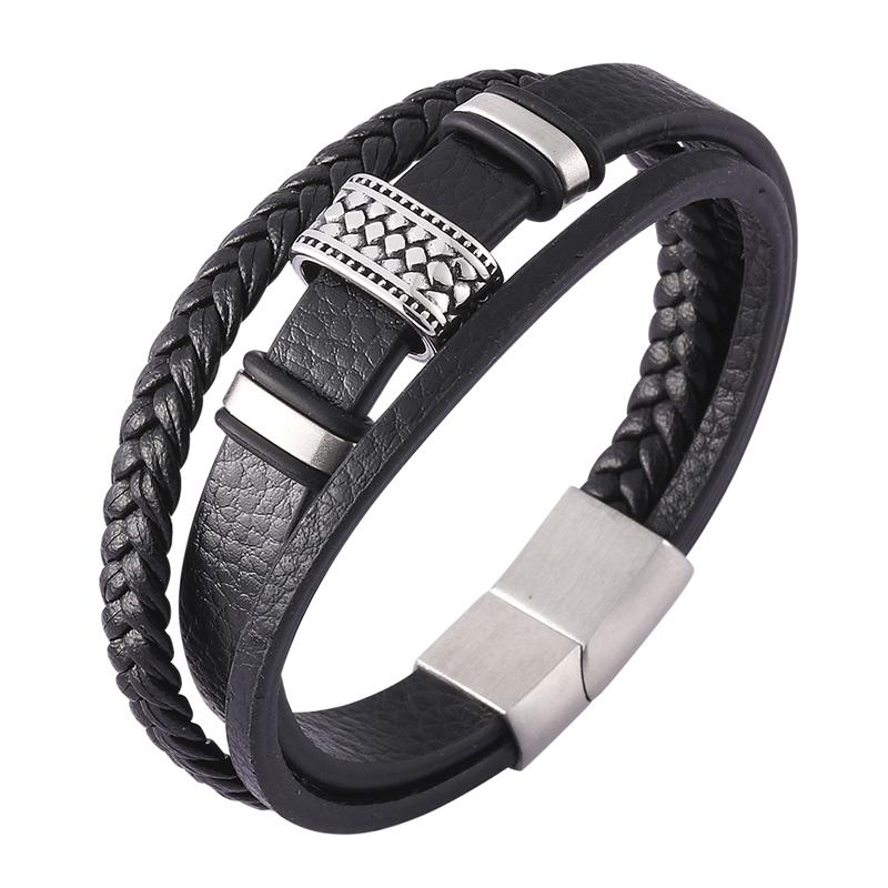 Charm Bracelets Punk Men Multilayer Braided Leather Stainless Steel Hand Rope For Man Gift BB0445
Charm Bracelets Punk Men Multilayer Braided Leather Stainless Steel Hand Rope For Man Gift BB0445