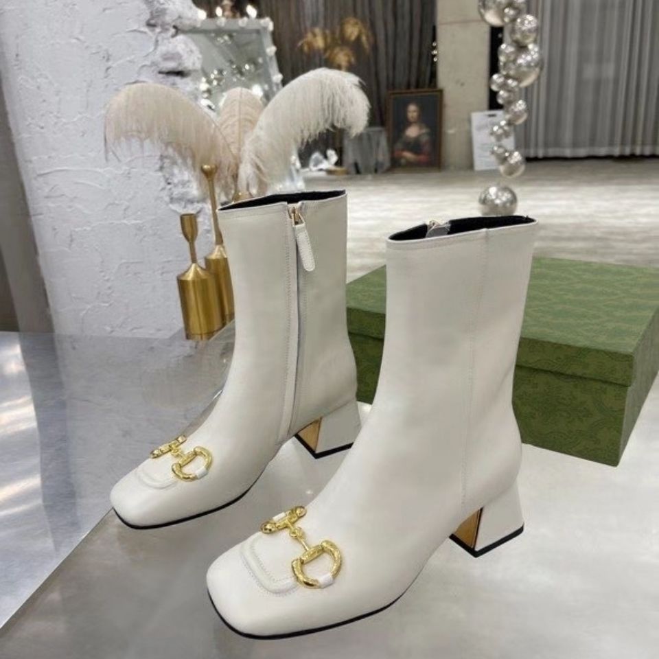 Designer Brand Women Fashion Boots Classic Horsebit Buckle Square Toe Martin Boots Newest Side Zipper Mid-barrel Bare Boots All-match Leather Female Ankle Shoes, White
Designer Brand Women Fashion Boots Classic Horsebit Buckle Square Toe Martin Boots Newest Side Zipper Mid-barrel Bare Boots All-match Leather Female Ankle Shoes, White