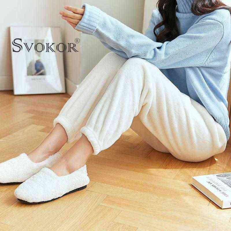 SVOKOR Warm Fleece Pants Women's Casual Home Trousers Coral Loose Comfortable Plush Autumn Winter Female Clothes 211115