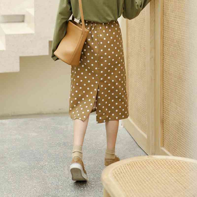 Spring Women Denim Skirts High Waist Korean Style Fashion Elegant Dot Print Female Mujer Faldas 210520