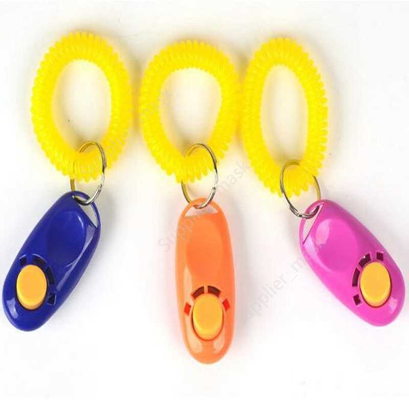 Dog Button Clicker Pet Sound Trainer with Wrist Band Aid Guide Pet Click Training Tool Dogs Supplies 11 Colors 100pcs DAU1047769426