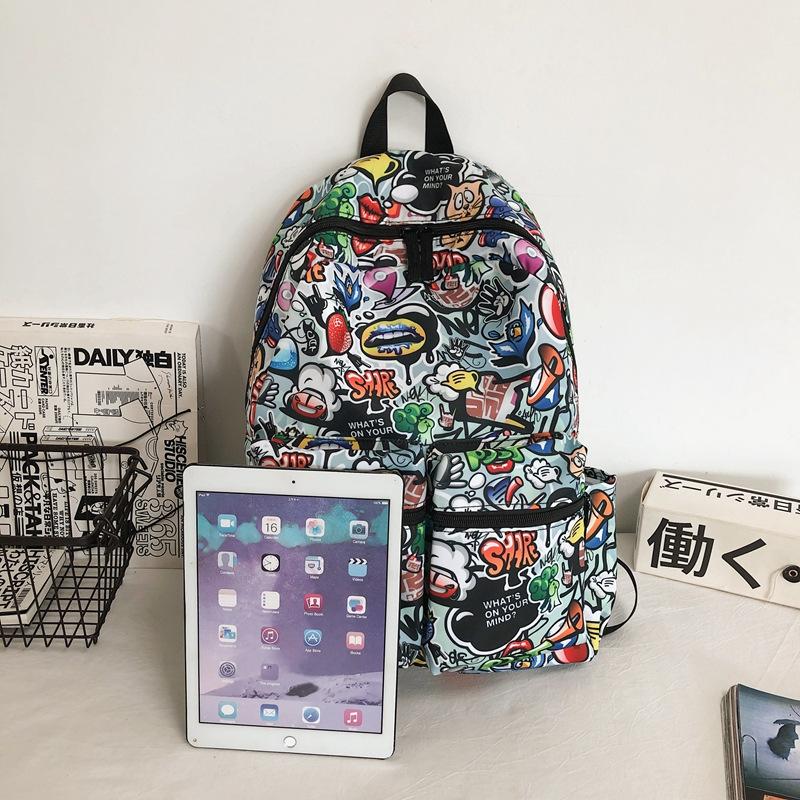 Backpack Graffiti Print For Men And Women Large-capacity School Bag Teenagers Personality Backpacks Laptop Sports Travel