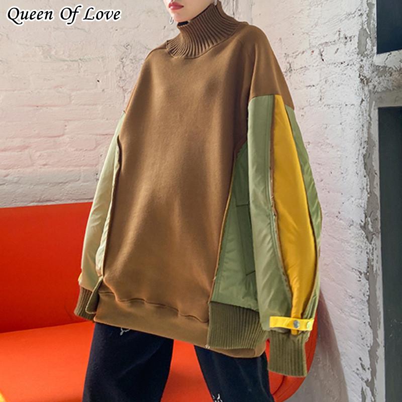 Women's Jackets Casual Oversized Sweatshirts 2022 Fashion Streetwear Lantern SLeeve Turtleneck Patchwork Color Loose Pullover Tops Y2K, Black;brown
Women's Jackets Casual Oversized Sweatshirts 2022 Fashion Streetwear Lantern SLeeve Turtleneck Patchwork Color Loose Pullover Tops Y2K, Black;brown