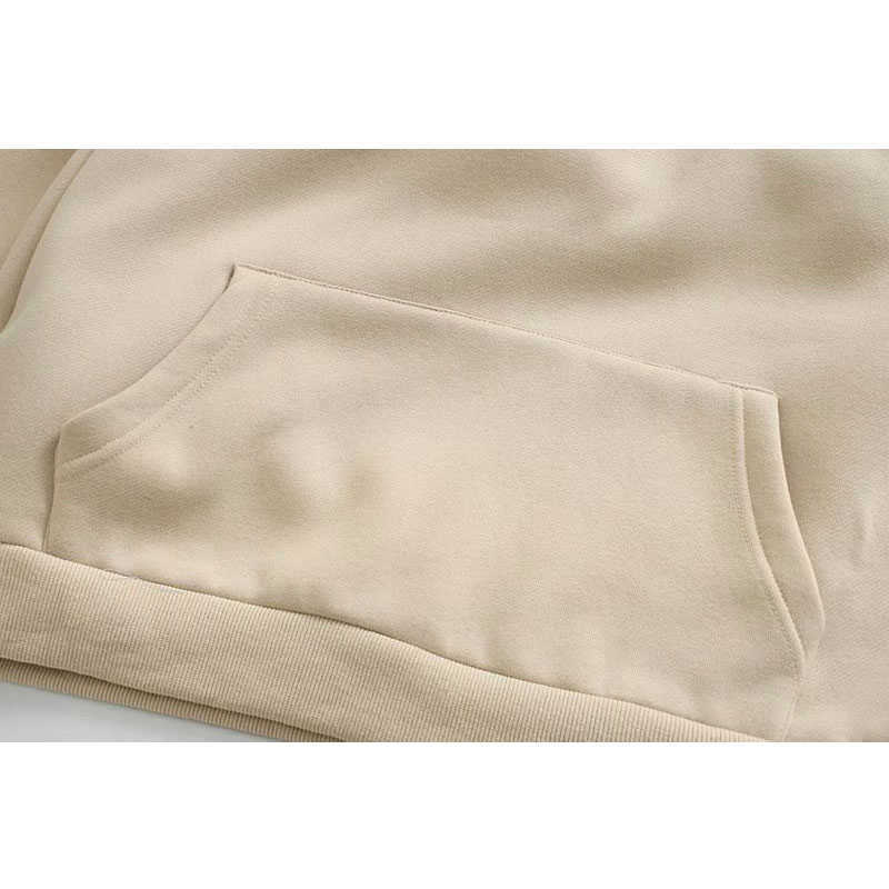 Sweatshirt Womens Pockets Sweatshirts Solid Zippers Hooded Long Sleeve Autumn Spring Casual Pullover Tops 210628