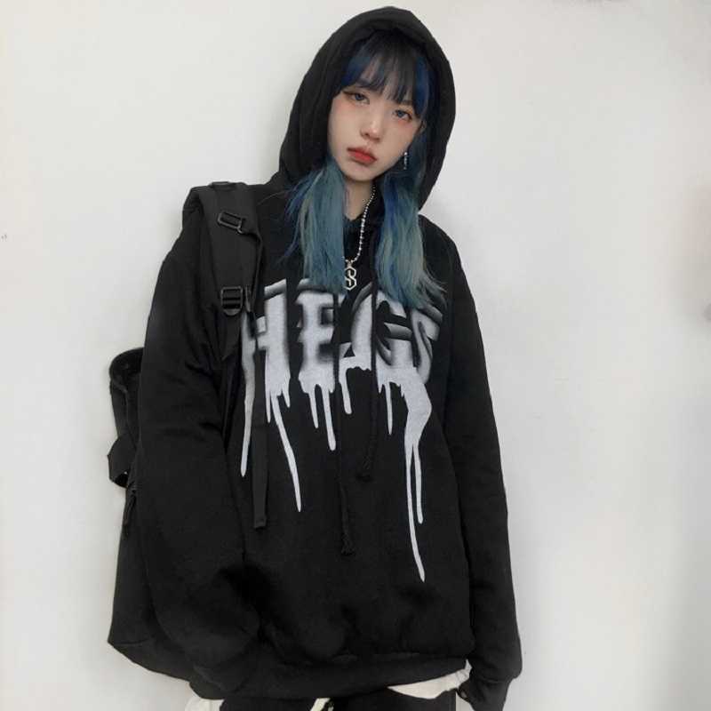 Korea Ulzzang plus size Streetwear tops gothic hooded dark hip-hop Vintage women loose punk fashion casual sweatshirt 210608
Korea Ulzzang plus size Streetwear tops gothic hooded dark hip-hop Vintage women loose punk fashion casual sweatshirt 210608
