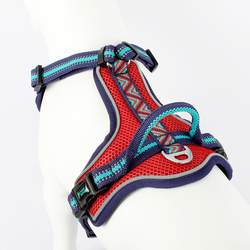 Dog's Harness Pet Chest Strap Outdoor Walking Reflective Adjustable Mesh Dog Chest Vest Printed French Bulldog Puppy Harness