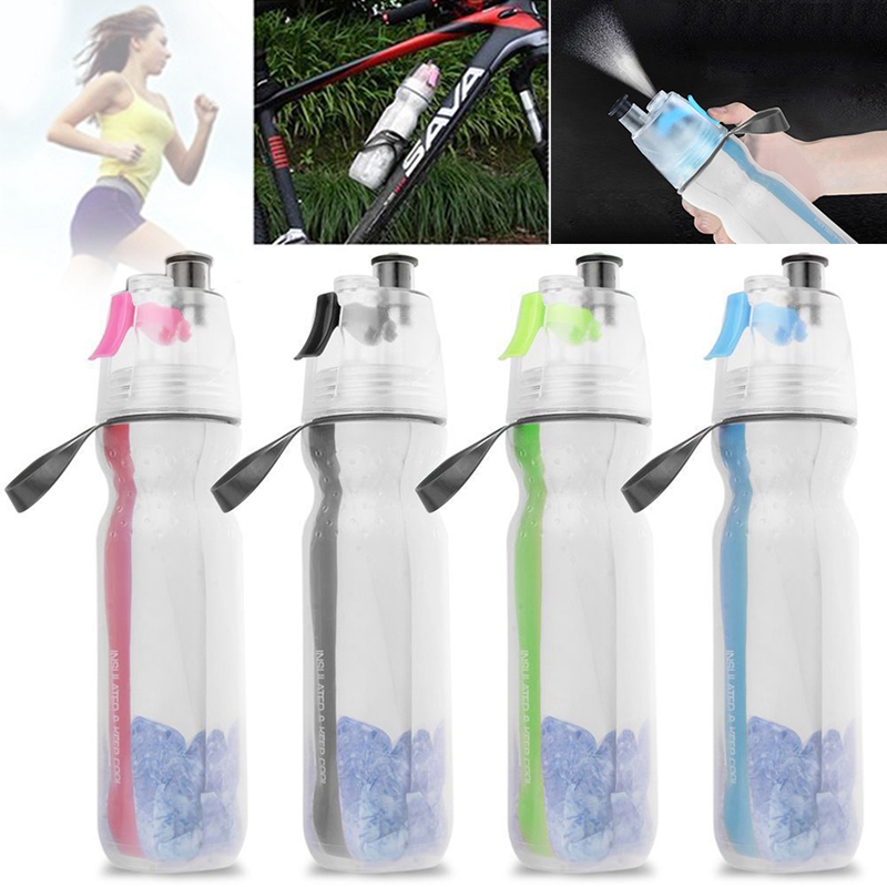 2020 new 17oz Insulated Mist Spray water Drinking & Misting mist Squeeze bicycle Water Bottle Outdoor Sport Hydration BPA Free Free shipping