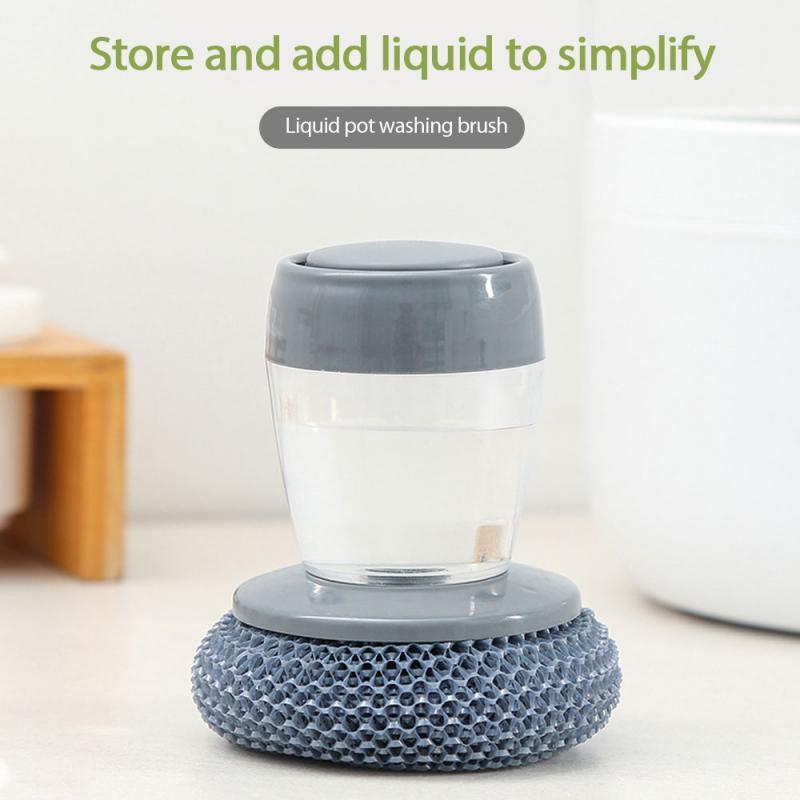 1PC Kitchen Pressing Cleaning Brush Soap Dispensing Palm Brush Easy Use Scrubber Wash Clean Brush Kitchen Cleaning Tool