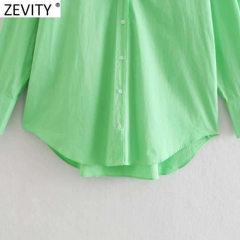 Zevity Women Simply Candy Color Irregular Hem Business Shirt Femme Long Sleeve Poplin Blouse Roupas Chic Blusas Tops LS9414 210603
