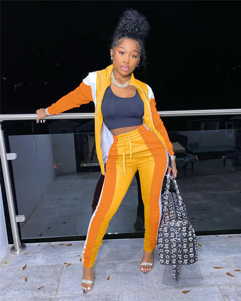 fall winter clothing women tracksuits jogger suit long sleeve outfits jacketpants panelled two piece set plus size s2xl sports suits