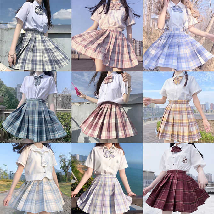 Women Purple Black Goth Pleated Plaid Skirt Glir High Waist Mini Sexy Skirts Japanese School Harajuku Cosplay Anime Sailor Suit 210621