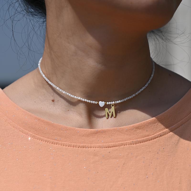 Chokers Stainless Steel Initial Heart Necklace For Women Natural Shell Beads Letter Choker Fashion Jewelry Boho Streetwear Collier Femme
Chokers Stainless Steel Initial Heart Necklace For Women Natural Shell Beads Letter Choker Fashion Jewelry Boho Streetwear Collier Femme