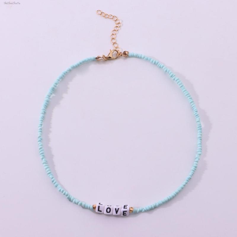 Chokers Bohemian Hand-woven Color Rope Rice Bead Necklace Ethnic Fashion Sweet Simple Letter Acrylic Pendant Ladies Party Accessories
Chokers Bohemian Hand-woven Color Rope Rice Bead Necklace Ethnic Fashion Sweet Simple Letter Acrylic Pendant Ladies Party Accessories