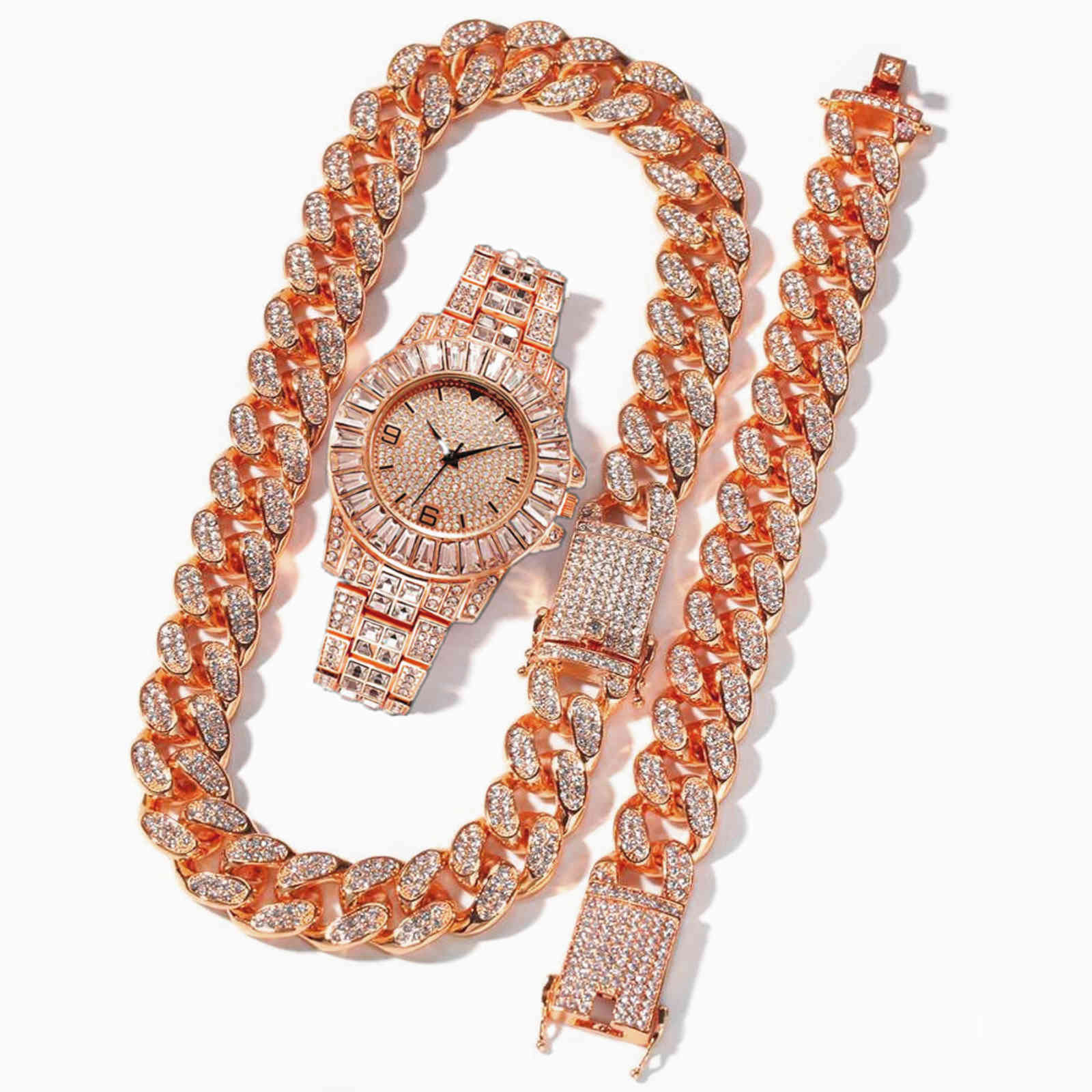 Iced Out for Men Women Hip Hop Rapper Miami Cuban Chain Necklace Paved Rhinestones Bling Watch Bracelet Set Jewelry Choker, Gold 02
Iced Out for Men Women Hip Hop Rapper Miami Cuban Chain Necklace Paved Rhinestones Bling Watch Bracelet Set Jewelry Choker, Gold 02