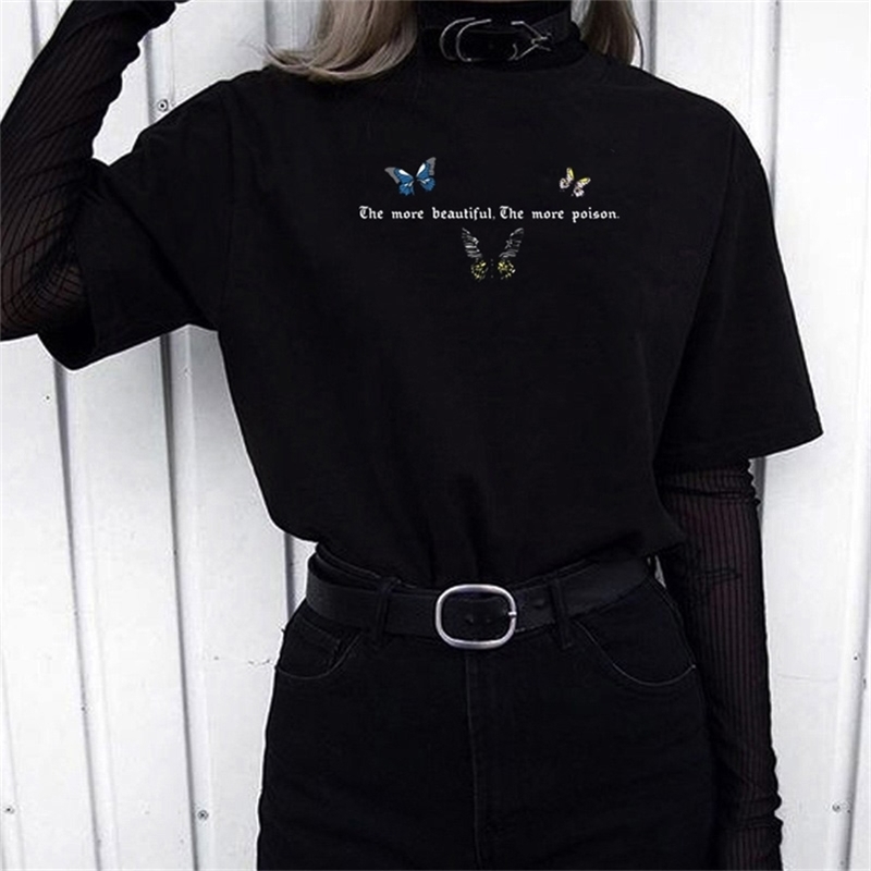 More Beautiful More Poison Butterfly Graphic Tee Harajuku Hipster Aesthetics Women T-Shirt 90s Fashion Kawaii Korean Girl Top 210518, Black
More Beautiful More Poison Butterfly Graphic Tee Harajuku Hipster Aesthetics Women T-Shirt 90s Fashion Kawaii Korean Girl Top 210518, Black