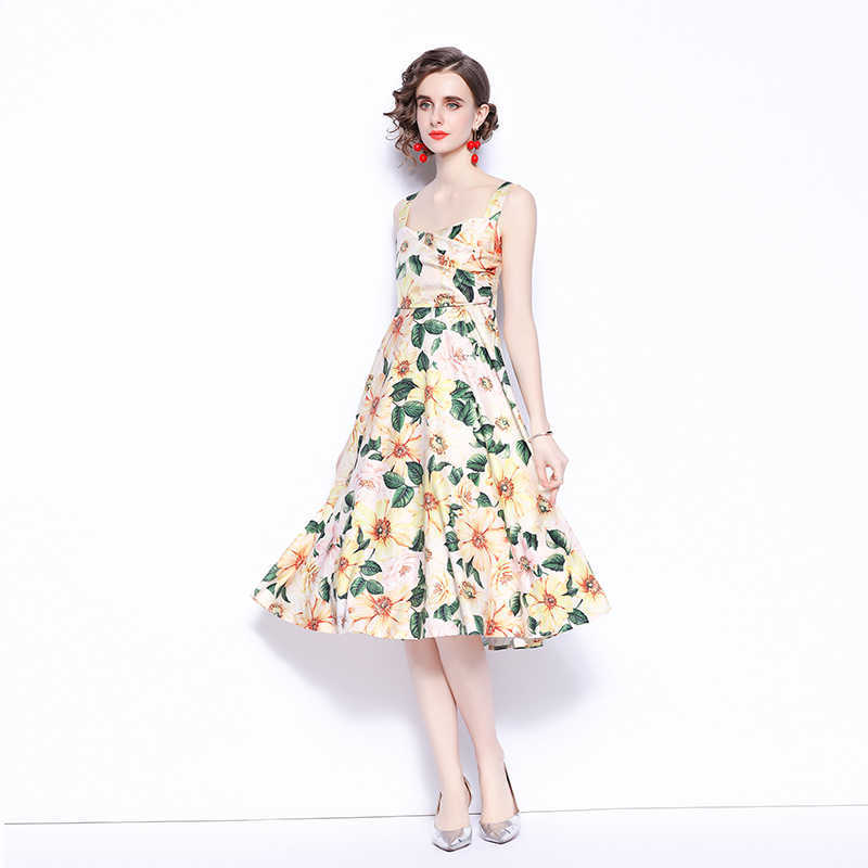 Women Summer Designer Elegant Ruched Spaghetti Strap Sexy Cocktail Party Robe Female Vintage Yellow Camellia Print Dress Vestido 210525
Women Summer Designer Elegant Ruched Spaghetti Strap Sexy Cocktail Party Robe Female Vintage Yellow Camellia Print Dress Vestido 210525