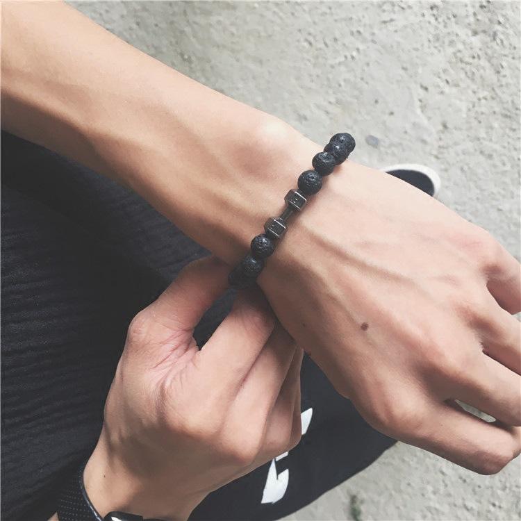 Beaded, Strands Trendy Lava Stone Pave Barbell Charm Bracelet For Men Or Women Jewelry Pulseira Hombres Couple
Beaded, Strands Trendy Lava Stone Pave Barbell Charm Bracelet For Men Or Women Jewelry Pulseira Hombres Couple