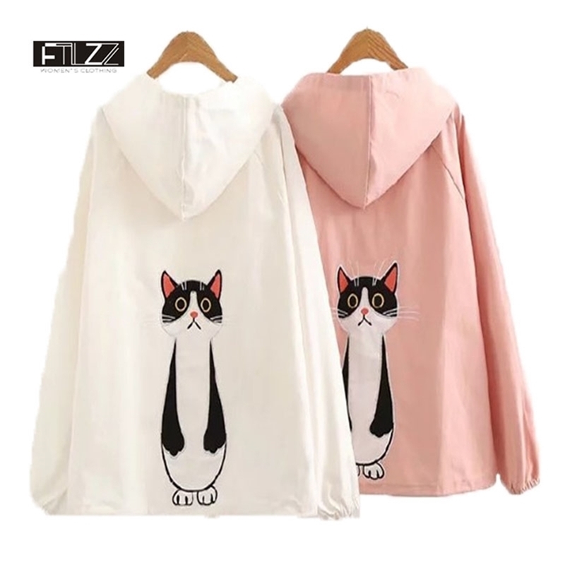 Women Jacket Spring Autumn Fashion Hooded Cartoon Embroidery Thin Outerwear Female Windbreaker Womens Casual Short Coat 210525
Women Jacket Spring Autumn Fashion Hooded Cartoon Embroidery Thin Outerwear Female Windbreaker Womens Casual Short Coat 210525