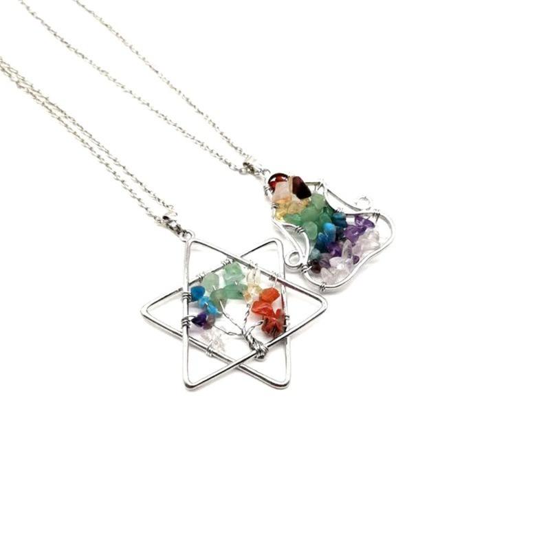 Chains Tree Of Life Pendant Necklace Natural Stone 7 Chakras Yoga Six Pointed Star Handmade Reiki Quartz Crystal Women's Jewelry 48mm
Chains Tree Of Life Pendant Necklace Natural Stone 7 Chakras Yoga Six Pointed Star Handmade Reiki Quartz Crystal Women's Jewelry 48mm