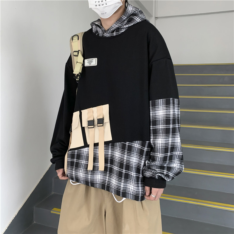 QNPQYX Fake Two-piece Hooded Sweater Men's Hoodies Autumn Tide Brand Casual Loose Round Neck Long-sleeved Stitching Plaid Jacket, Black
QNPQYX Fake Two-piece Hooded Sweater Men's Hoodies Autumn Tide Brand Casual Loose Round Neck Long-sleeved Stitching Plaid Jacket, Black
