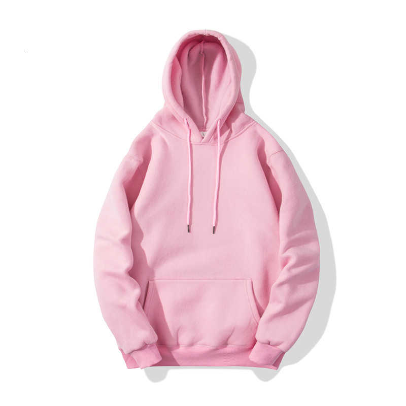 Men's Hoodies & Sweatshirts Fashion Pink Men Hip Hop Streetwear Casual M16 Solid Color Fleece Thick Warm Threaded cuffs M094