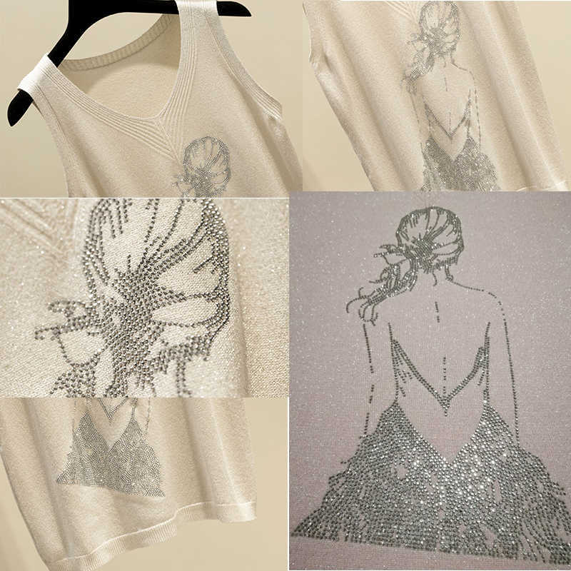 Sexy Tank Top Women Girl Knitted Vest V-neck Streetwear Casual Tank Top Women Summer Thin Bright Silk Sleeveless Outwear Tops 210528